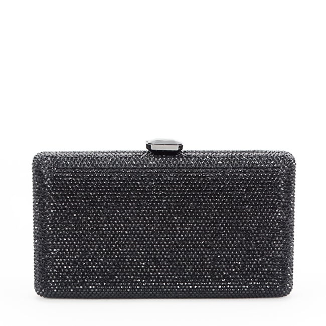 Accesoriu elegant de seara negru cu pietricele și sistem metalic