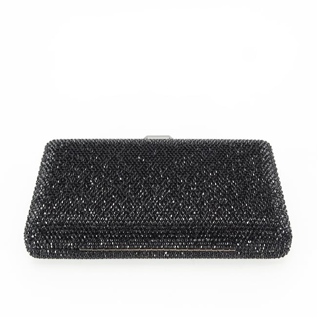 Clutch negru cu pietricele și detalii aurii, pentru evenimente speciale